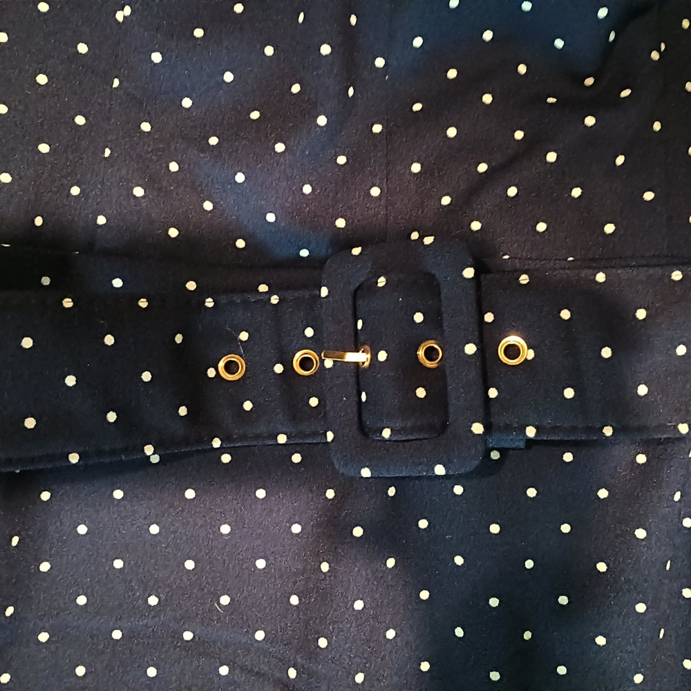 Blue And White Belted Polka Dot Dress/July 4th Dress, Add Red Scarf.